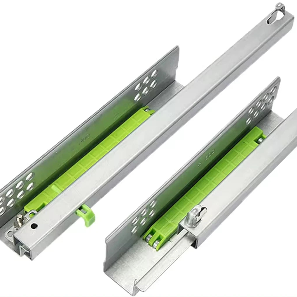 3-fold Invisible Drawer Slide Rails with Soft Close Function Full Extension Bottom Mount 24'' Drawer Height Adjustment 0-5mm