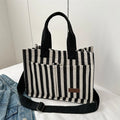 Commute Large Capacity Women Messenger Bags Popular Striped Canvas Ladies Shoulder Bag Fashion Simple Female Book Tote Handbag