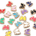 13mm Butterfly Earrings Charms Drip Oil Alloy enamel pendant Mixed Color Butterfly Bracelet Charms