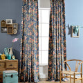 DaiRui Navy Blue Pleated Design Luxury 100% Polyester Printed Rod Pocket Translucent Shading All-Season Living Room Bed Curtain