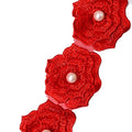 43mm Luxury 3D Rose Flower Motif Embroidered Sewing Wedding Dress Costume Diy Decorative Beaded Patch Bridal Lace With Pearls