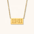 Dingran Customizable Tarnish Free Gold Plated Angel Number 11:11 Square Pendant Necklaces Bijoux Acier Inoxydable