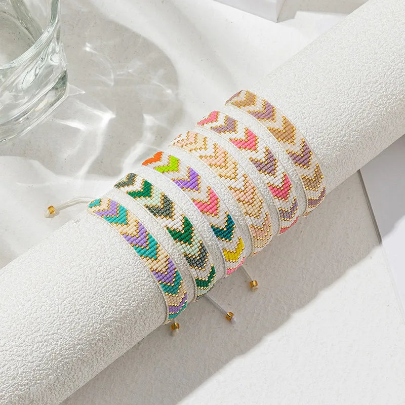 Custom Colorful Handmade Beaded Bracelet Adjustable Boho Fashion Bangles Best Gift for Lovers Bulk DIY Beaded Bracelets
