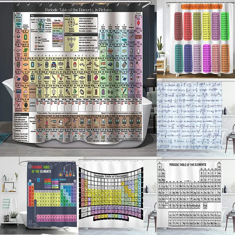 Updated Periodic Table of Elements Fabric Shower Curtains for Chemistry Teacher/