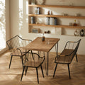 Modern Simple Metal Home Dining Sofa Chair Set Iron Wood Armchair for Restaurant Home Bar Bedroom Balcony Leisure Villa