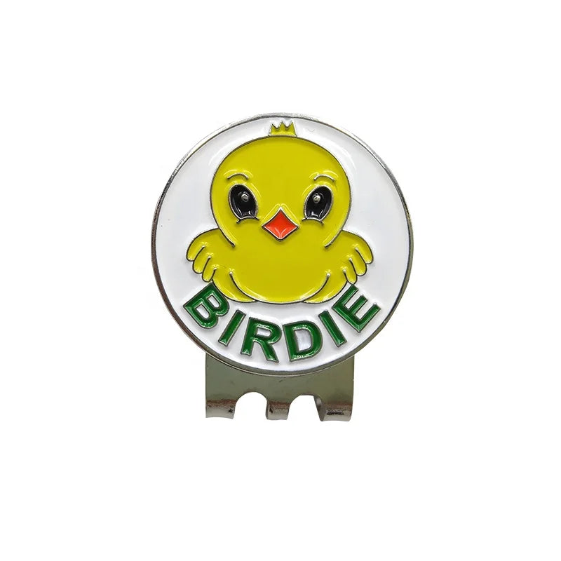 Custom Shape Birdie Metal Golf Ball Marker Hat Clip Golf Birdie Ball Markers with Magnetic Iron Hat Clip