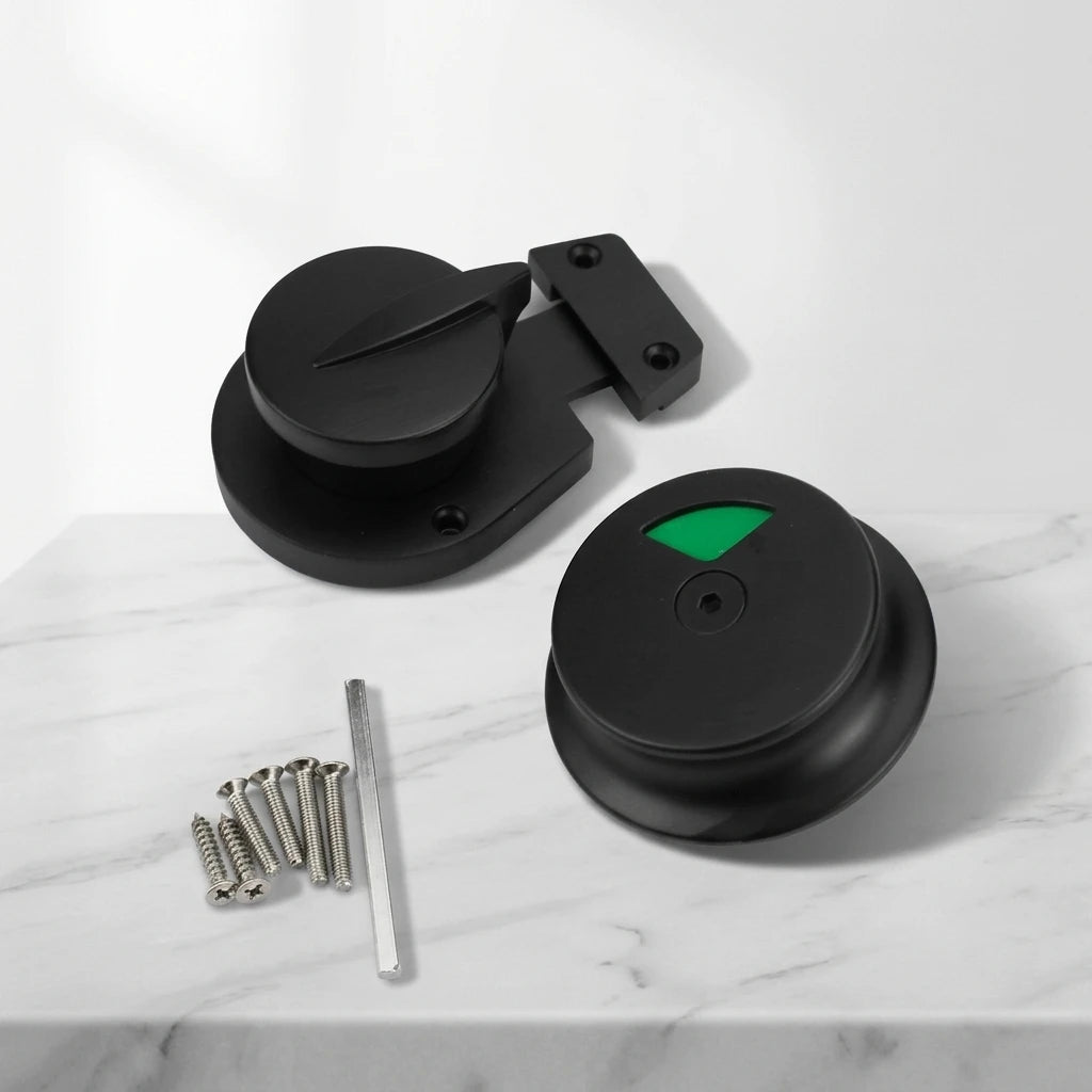 High Grade Heavy Duty Cubicle Hardware Accessories Black Zinc Alloy Turn Lock Toilet Door Indicator Locks for Public WC