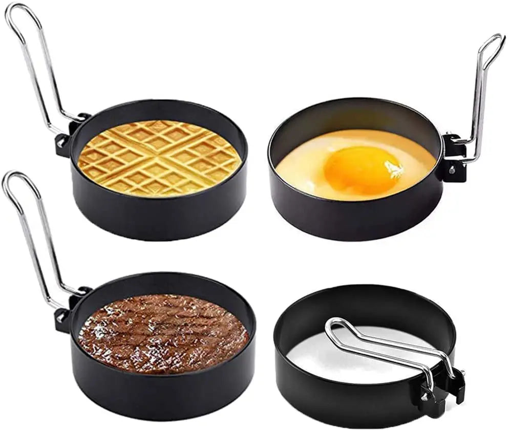 Stainless Steel Non-Stick Egg Cooking Rings Metal Egg Maker Molds for Perfect Pancake Sandwich Muffin in Home Kitchen