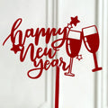Cheap Happy New Year Party Cake Topper for Party Decorations Acrylic Happy Birthday Cheers Cake Topper Decoration
