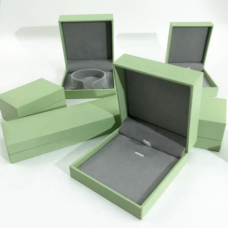 Green Small Cardboard Jewellery Gift Box Pendant Ring Paper Jewelry Packaging Box