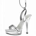 Silver Thin Heel Super High Heel Model Walk Show Pole Dance High Heels Club Platform Leaky Toe Large Sandals
