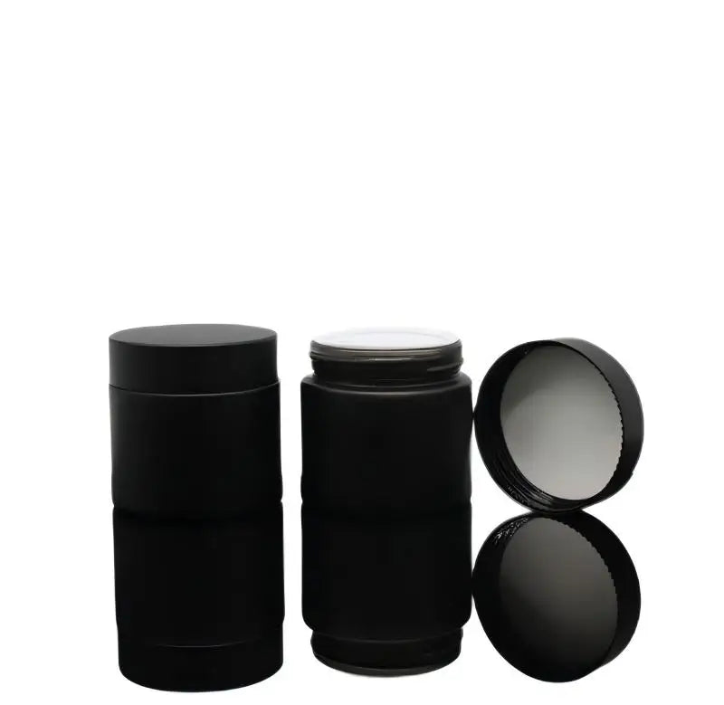 Black Glass Candle Jar Eco-friendly Recyclable 30g 50g 60g Matte Black Fancy Cosmetic Skin Care Eye Cream Frosted Cap