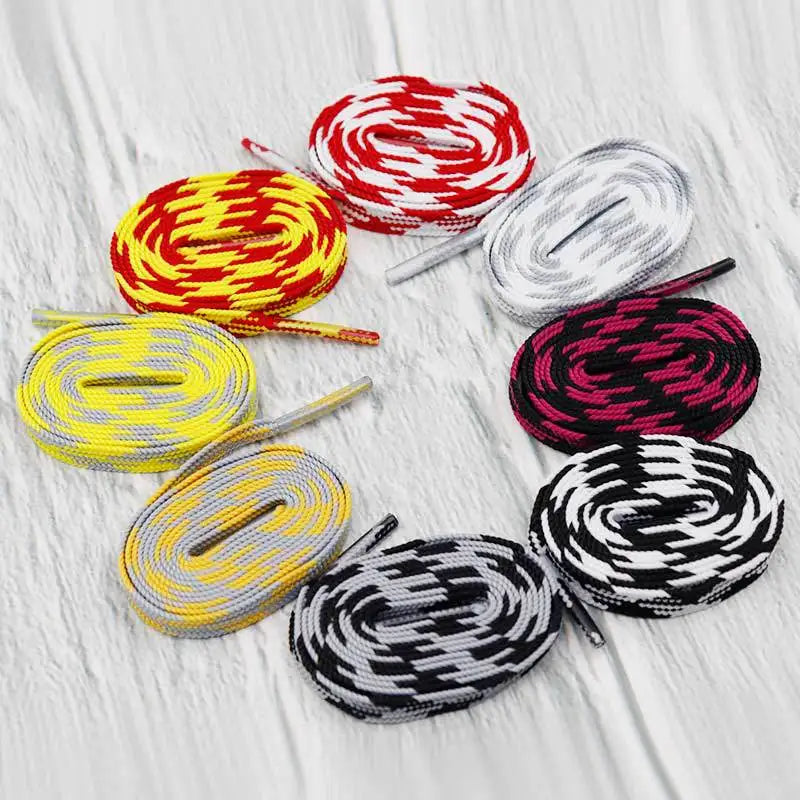 Two-Color Rhombus Flat Shoelaces Two-Piece Metal Printed Casual Canvas Shoes Accessories Board Shoes Board MegaBDM