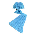 Professional Custom Factory Direct 2025 Summer 2 Piece Set Women Niche Lace Waist Top High Waist Pleated Half Skirt Set