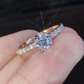 Copper Jewelry White Gold Plated Square Crystal Claw Diamond Rings Wedding Engagement Ring for Women