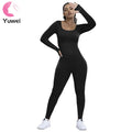 Seamless Knitted Breathable Quick Dry TikTok Workout Ribbed Shaper Sport Fitness Women's Yoga Bodysuits Rompers Jumpsuits Long