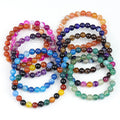Wholesale Colorful Banded Agate Bracelets Natural Stripe Agate Beads Durable Elastic Bracelet for Men a Women