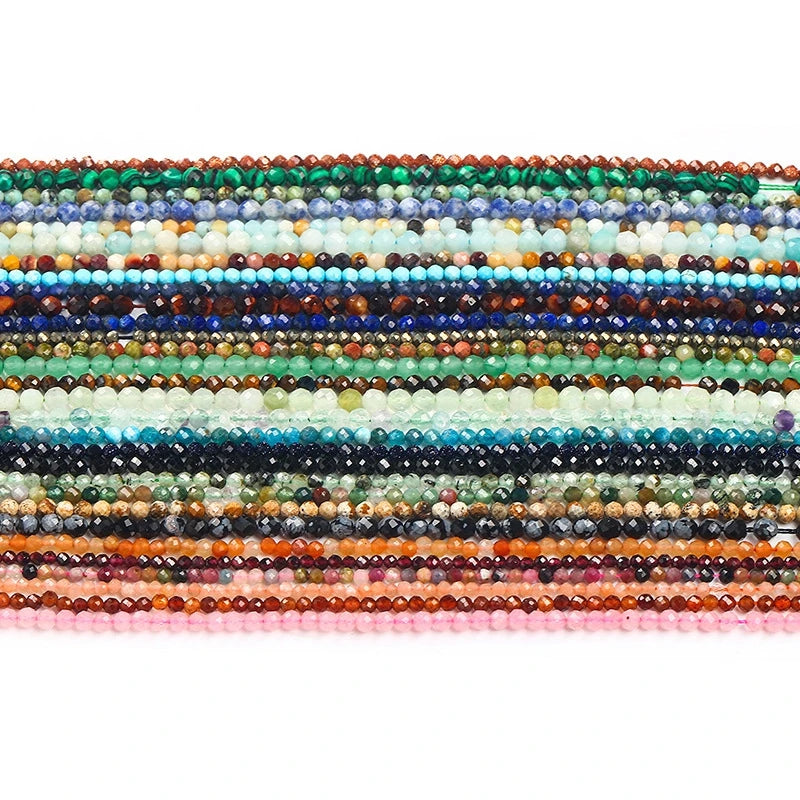 Wholesale 3mm Gemstone Faceted Beads Loose Round Natural Faceted Crystal Stone Beads for Jewelry Making