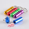 Portable Aluminum Mini Pill Bottle Keychain Waterproof Metal Case With Keyring
