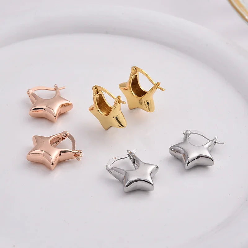 Trendy Jewelry Pentagram Huggie Earrings Personality Gold Plated Star Shaped Earrings for Women
