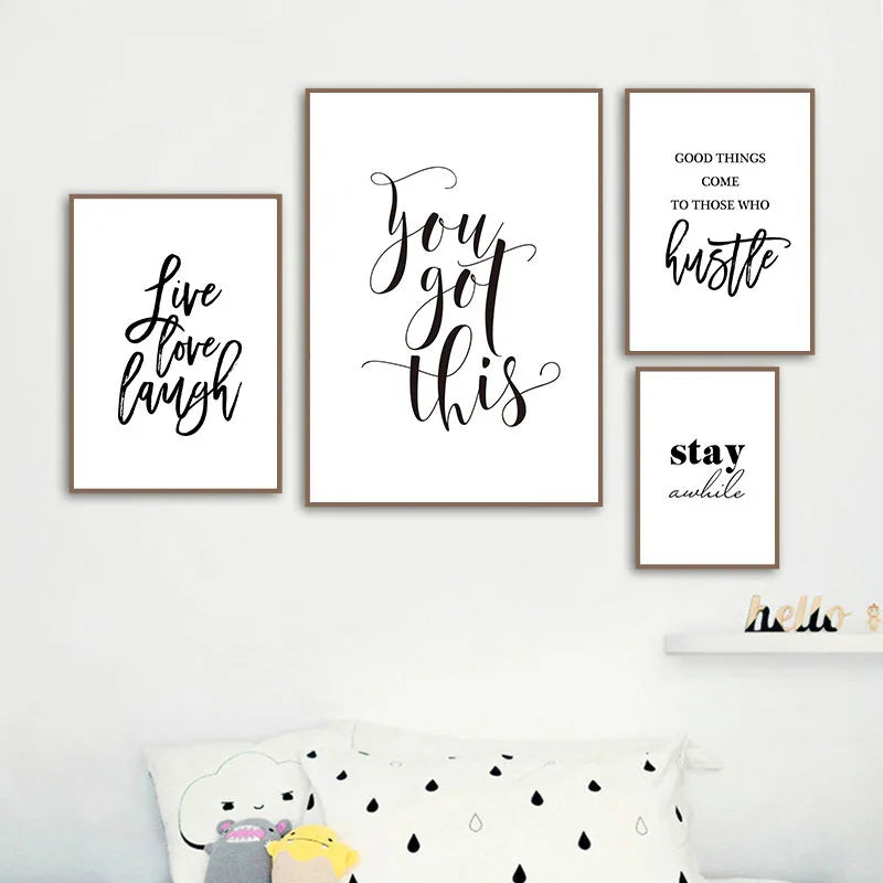 Minimalism Poster Simple Modern Quotes Wall Art Canvas Painting Black White Wall Poster Prints for Living Room Home Decor