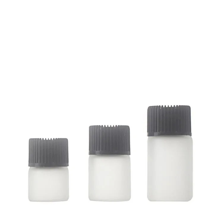 Mini 1ml 2ml 3ml Frosted White/amber Essential Oil Glass Bottle Sample Glass Vial With Inner Plug and Screw Cap