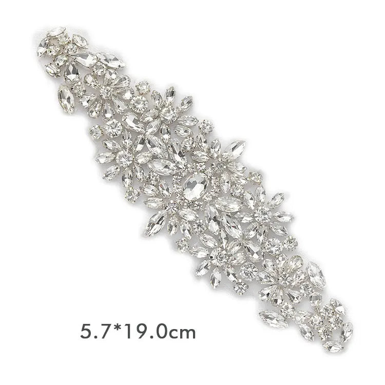 Sparkly Bridal Crystal Garter Rhinestone Belt Applique Bling Bodice Diamante Sash for Weeding Party Dress WRA-997