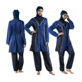 New V-shaped Line Patchwork Burkini Conservative Loose-fitting Waterproof  Modest Muslim Long Robe Swimwear Set