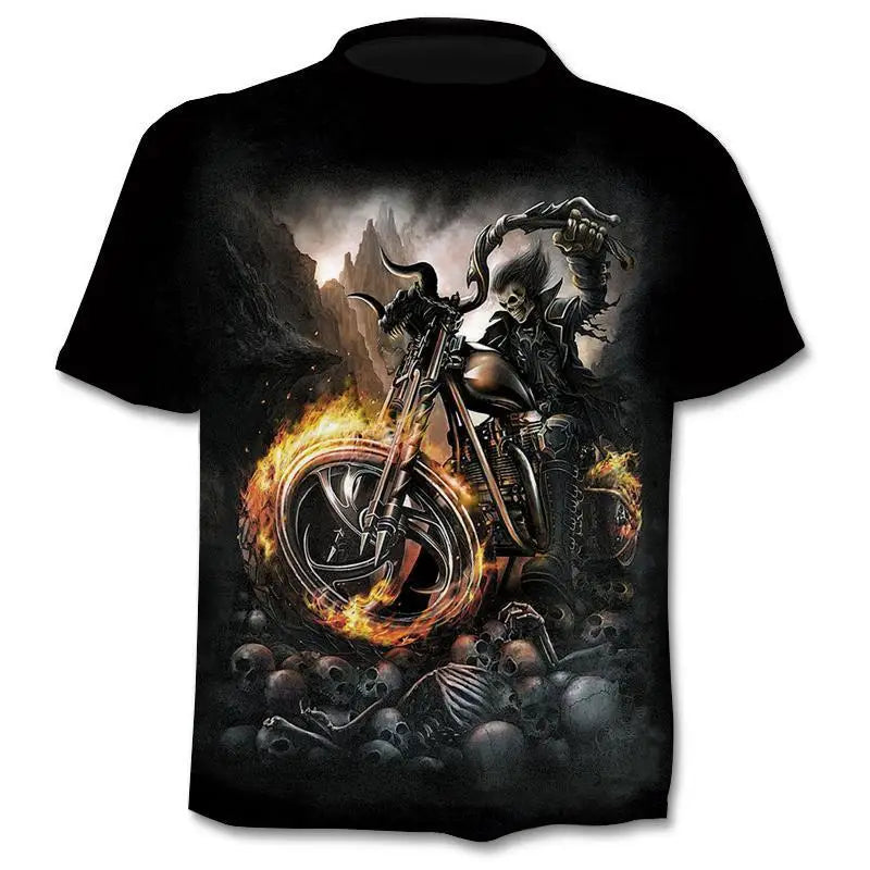 3D Skull T-Shirts Summer Novelty Graphic Tee Shirt Print Fashion Skull T-Shirts for Men Funny Printed Short Sleeve Tee Shirts