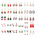 Christmas Jewelry Gift 18K Gold Plated Enamel Tree Bell Snowman Santa Claus Design Girl's Studs Tassel Drop Dangling Earrings
