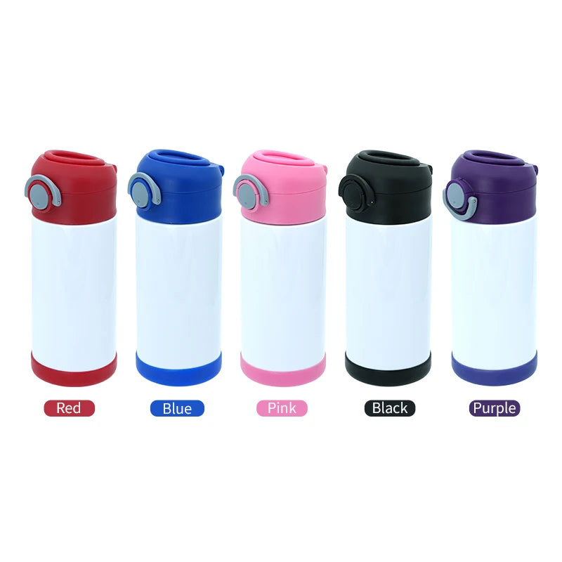 Wholesale Stainless Steel 12oz Tumblers with Straws White Colorful Lid Customizable Logo Sports Style Premium Water Bottles
