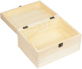 TaiLai Extra Large Rectangle Unfinished Pine Wood Box Wooden Craft Box DIY Craft Stash Boxes with Hinged Lid and Front Clasp