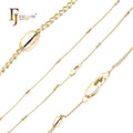 3mm FJ Fallon Fashion Jewelry Oval Beads Round Curb Cable Link Chain Plated in 14K Gold Brass Based