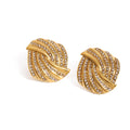 Dainty Zirconia Pave Stainless Steel Geometric Cross Feather Design Stylish Jewelry Trendy Women's 18K Gold Plated Stud Earring