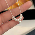 Geometric 925 Sterling Silver Luxury Freshwater Pearl Ball Beaded Necklace for Women Summer Jewelry