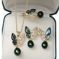 Wholesale Delicate Mother of Pearl Shell Colorful Butterfly Jewellery Freshwater Pearl Necklace Sweet Earrings Fashion Jewelry S