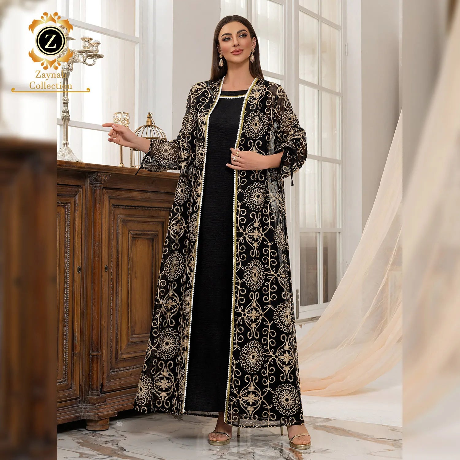 Zaynab Women Muslim Dress Ladies Abaya Islamic Clothing Embroidery Dubai Evening Dresses Women Black Elegant Abaya