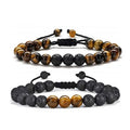 Men's Fashion Crystal Beaded Bracelet Natural Tiger Eye Lava Rock Stones Anxiety Charm Bracelet for Gifts Weddings Plastic