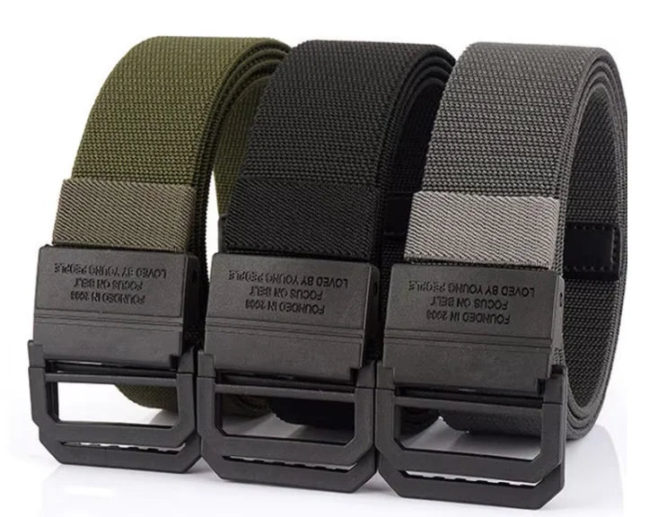 New Tactical Belt Elastic Canvas Nylon Belt Outdoor Double Loop Buckle Weaving Fabric Men's Belt Wholesale LQbelt Factory