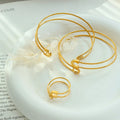 Ins Trend Stainless Steel Pin Opening Adjustable Paperclip Bracelet Rng Women's Jewelry Set