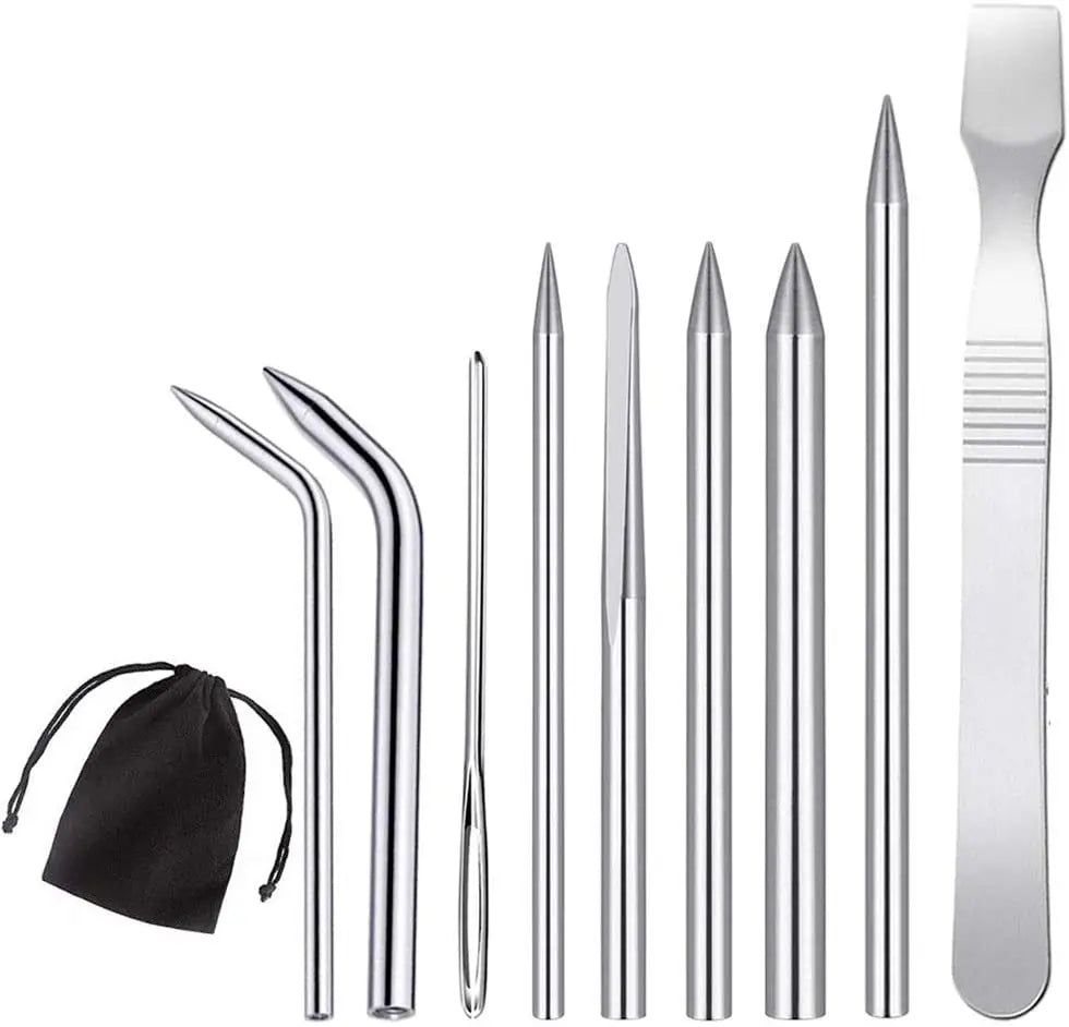 Set of 9 Stainless Steel Paracord Bracelet Knitting  Fid Lacing Stitching Needles Tools