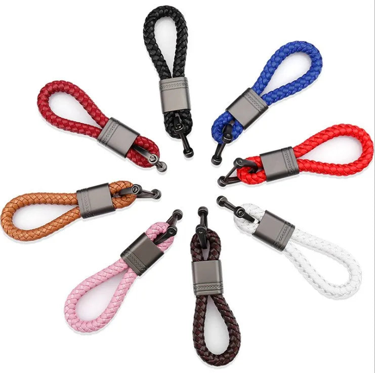 Wholesale Pu Leather Braided Hand-woven Leather Cord Rope Pendant Small Gift Horseshoe Buckle Keychain