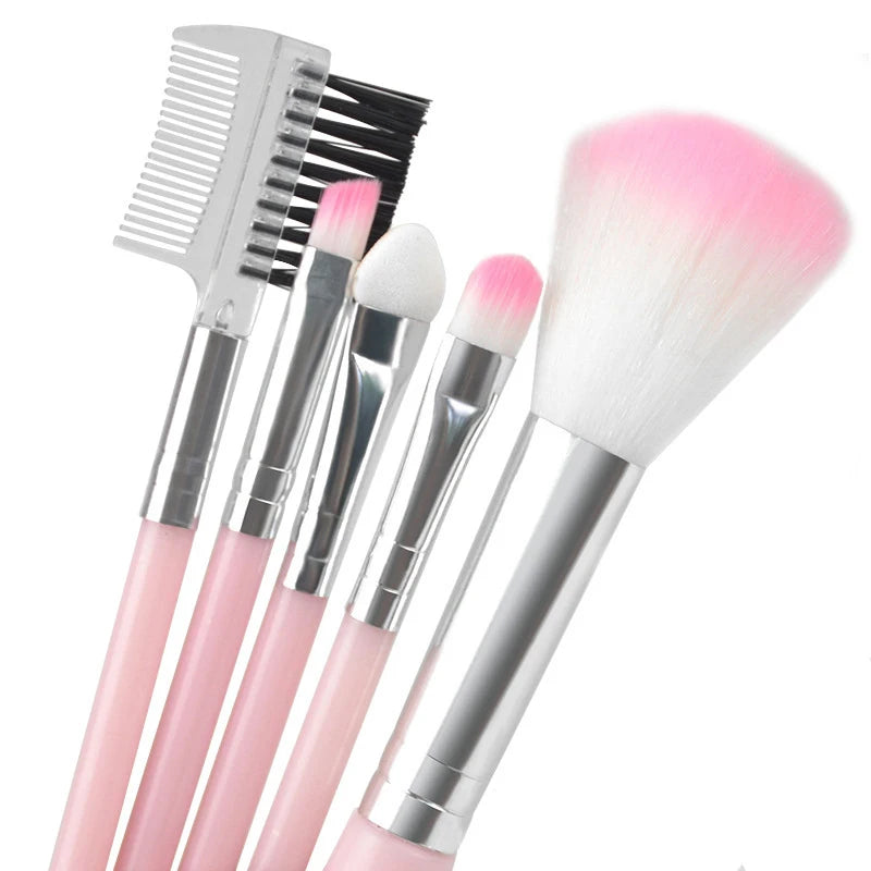 Factory Price 5pcs Pack Cosmetic Brush Set Eyeshadow Eyebrow Lip Hair Make up Brushes Powder Brush Makeup Tool
