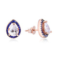 Latest Trendy Women's POLIVA CROWN Zircon Stud Earrings Rose Gold & Rhodium Plated 925 Sterling Silver 2.9g Party & Gift Wedding
