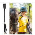 Quick Shipping Leather Horse Whip Equestrianism 18 Inch Black Riding Horsewhip Horse Crop Double Slapper Horse Whip