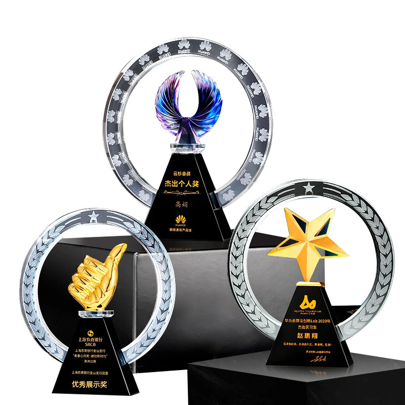 Custom Plated Crystal Trophies Annual Meeting Excellent Employee Honor High-grade Atmosphere Creative Champion Trophy