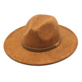New Fashion Customized Multiple Color Spring Wide Big Brim Suede Fedora Hat for Women Plain Custom Ribbon Logo Accessory