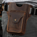 Andong Men Genuine Cow Leather Waist Pack Crazy Horse Leather Phone Purse Wallet Belt Bag