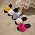 New Colored  slippers Big Fur Fashion Cotton slippers Winter Warmth Home Fur slippers Women