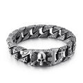 KALEN Pirate Skulls Clasp Skull Charms Snake Skin Pattern Curb Chain Mens Large Stainless Steel Skeleton Cross Bracelet for Men